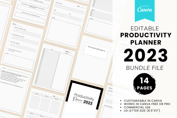 2023 Editable Canva Productivity Planner: Your Creative Command Center