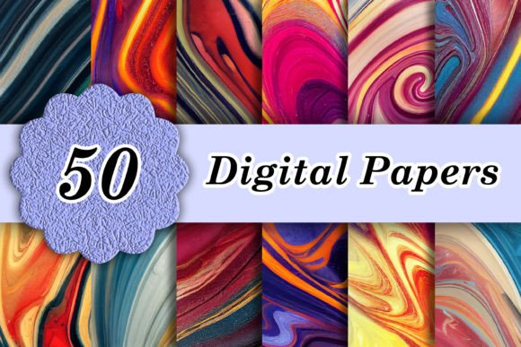 Abstract Color Marbles Waves: 50 Dynamic Backgrounds for Modern Design