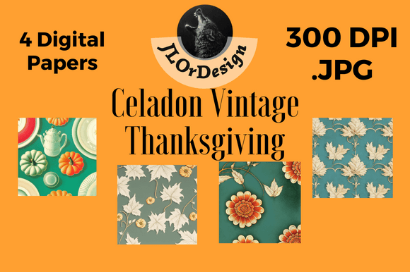 Celadon Retro Thanksgiving Digital Paper: A Designer's Take