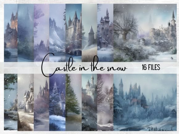 Enchanting Castle in the Snow Backgrounds for Winter Designs