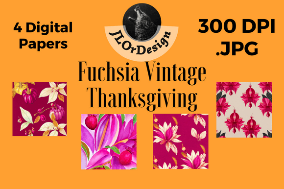 Fuchsia Retro Thanksgiving Digital Paper: A Vintage Vibe for Modern Projects