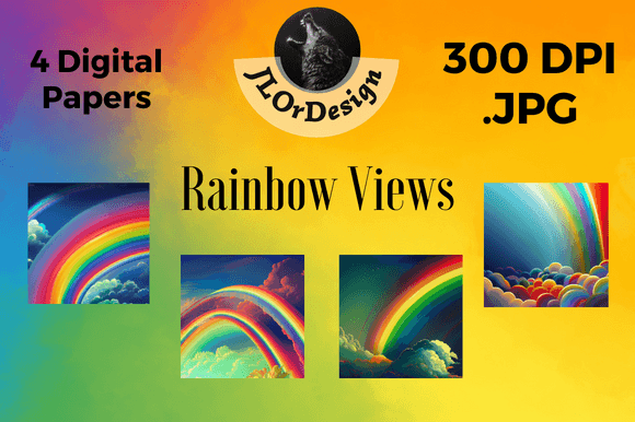 Infuse Joy and Energy with 4 Rainbow Views Digital Papers