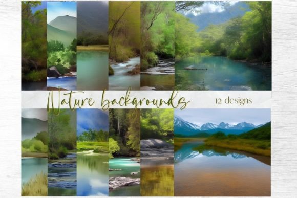 Nature Watercolor Backgrounds: 12 High-Resolution Illustrations