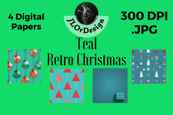 Teal Retro Christmas Digital Papers: A Fresh Take on Holiday Cheer