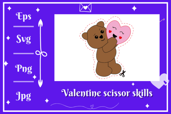 Valentine Bear Scissor Skills: A Playful Design Asset for Kids' Activities