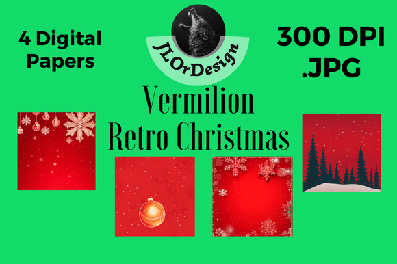 Vermilion Retro Christmas Digital Papers: Vintage Charm for Modern Projects
