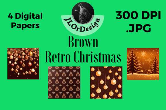 Warm Up Your Holiday Projects with Brown Retro Christmas Digital Papers