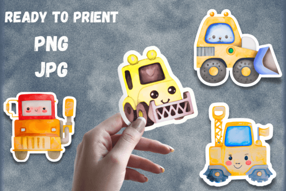 Watercolor Construction Machine Stickers: A Creative Asset for Builders and Dreamers